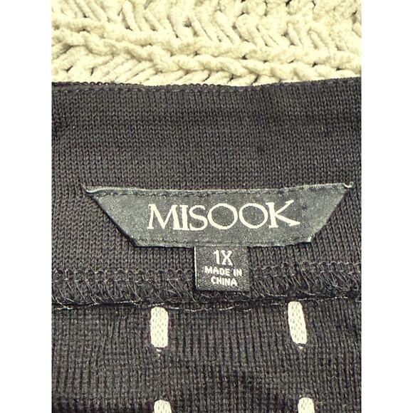 VTG Misook Cardigan Acrylic Knit Top Clasp Plaid Womens Plus Size 1X Black Green - Picture 2 of 8